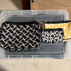 DVF Target Set of 3 Cosmetic Travel Bags - Black White Yellow NEW Furstenberg